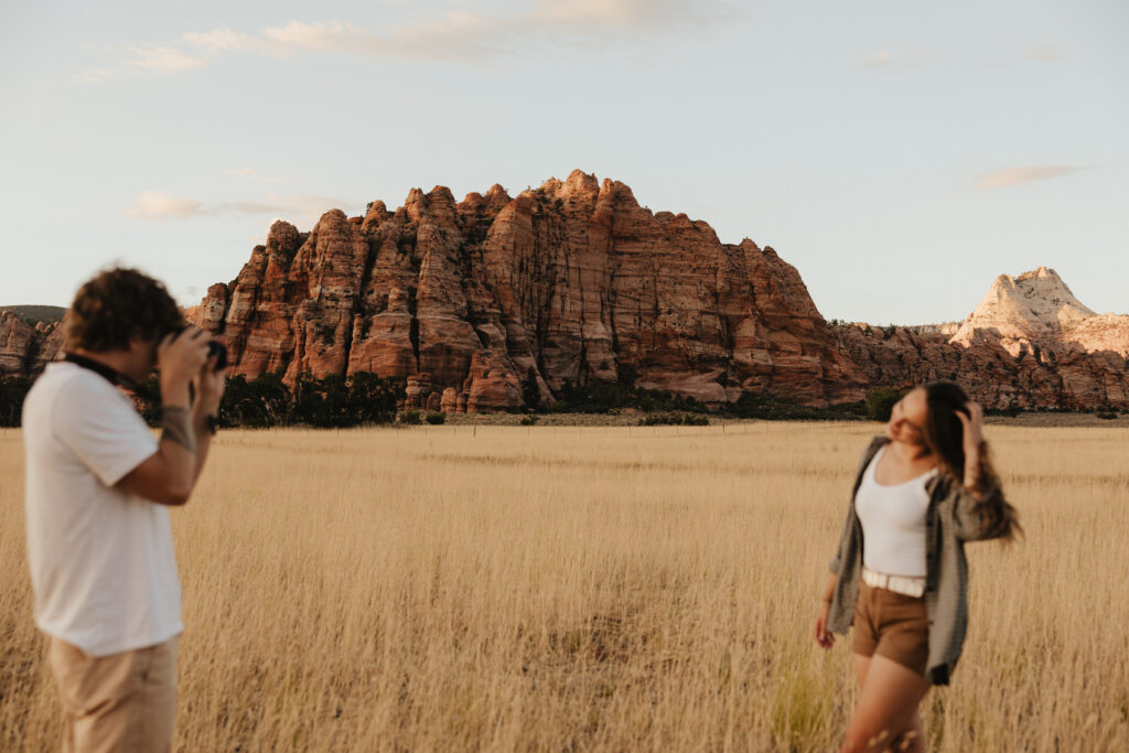 Candid, fun, documentary style engagement photos are truly my favorite. J & J share a love bigger than the stars & it was such an honor to step back & let that love shine as we spent the evening together in Zion National Park.