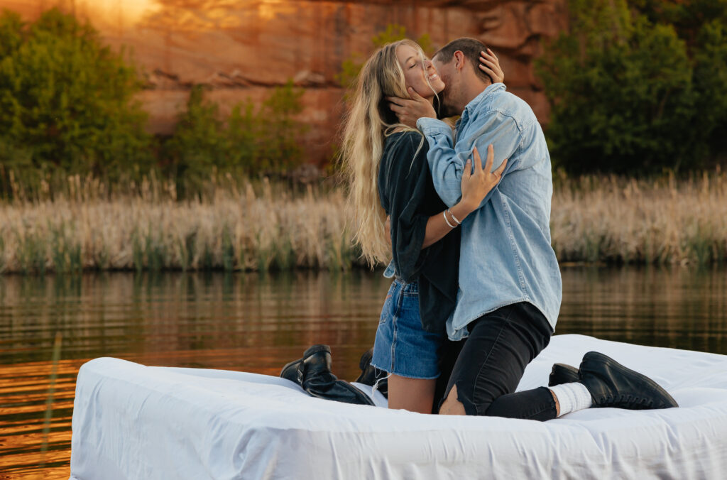 Kanab Utah Glamping Tent Couples' Session | Summer Greens & Air Mattress Floating Date